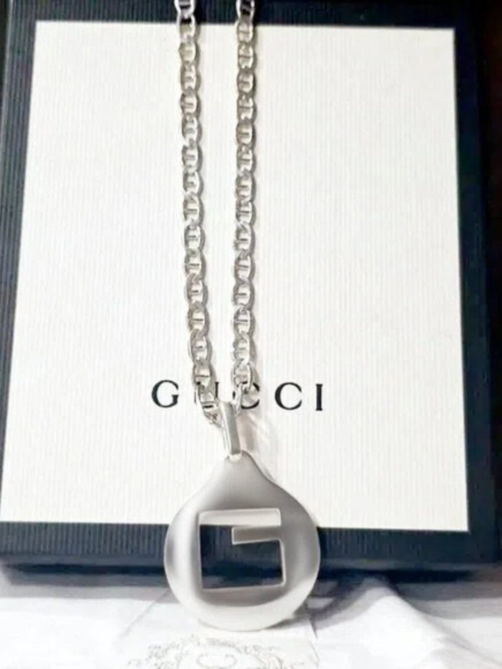 Gucci Sterling Silver Square G Motif Pendant Necklace - Picture 3 of 16